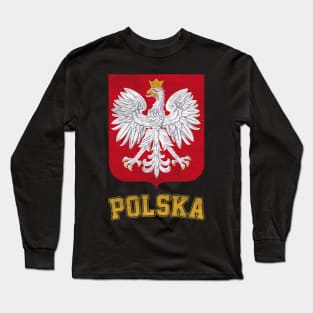 Vintage Style Poland / Polish Eagle Flag Long Sleeve T-Shirt